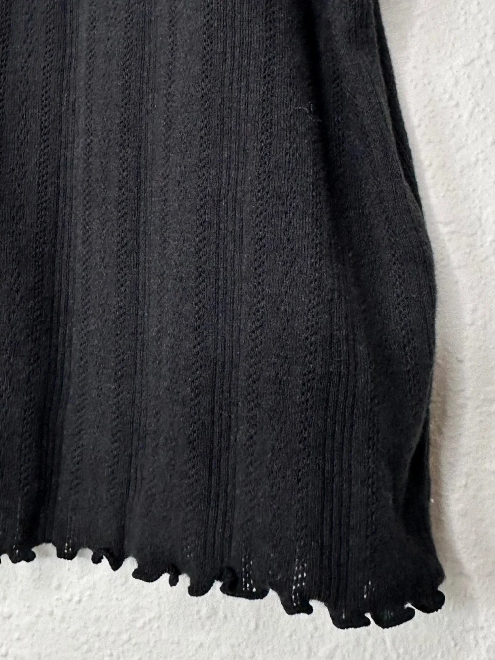 J. Crew Pointelle Short Sleeve Cardigan, Black, Size Large